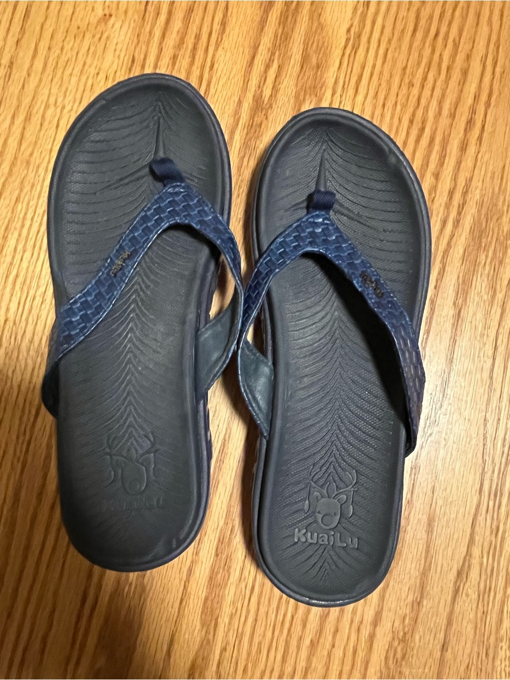 KuaiLu Women’s Blue Flip Flops Yoga Mat Walking Thong Sandals Size US  9